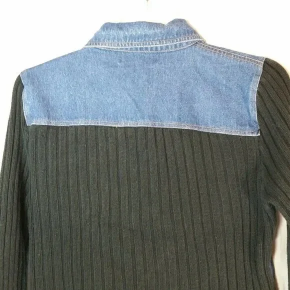 KIKIT Maurice Sasson Denim Shacket Jacket Size Small Ribbed Sleeve - Picture 4 of 10